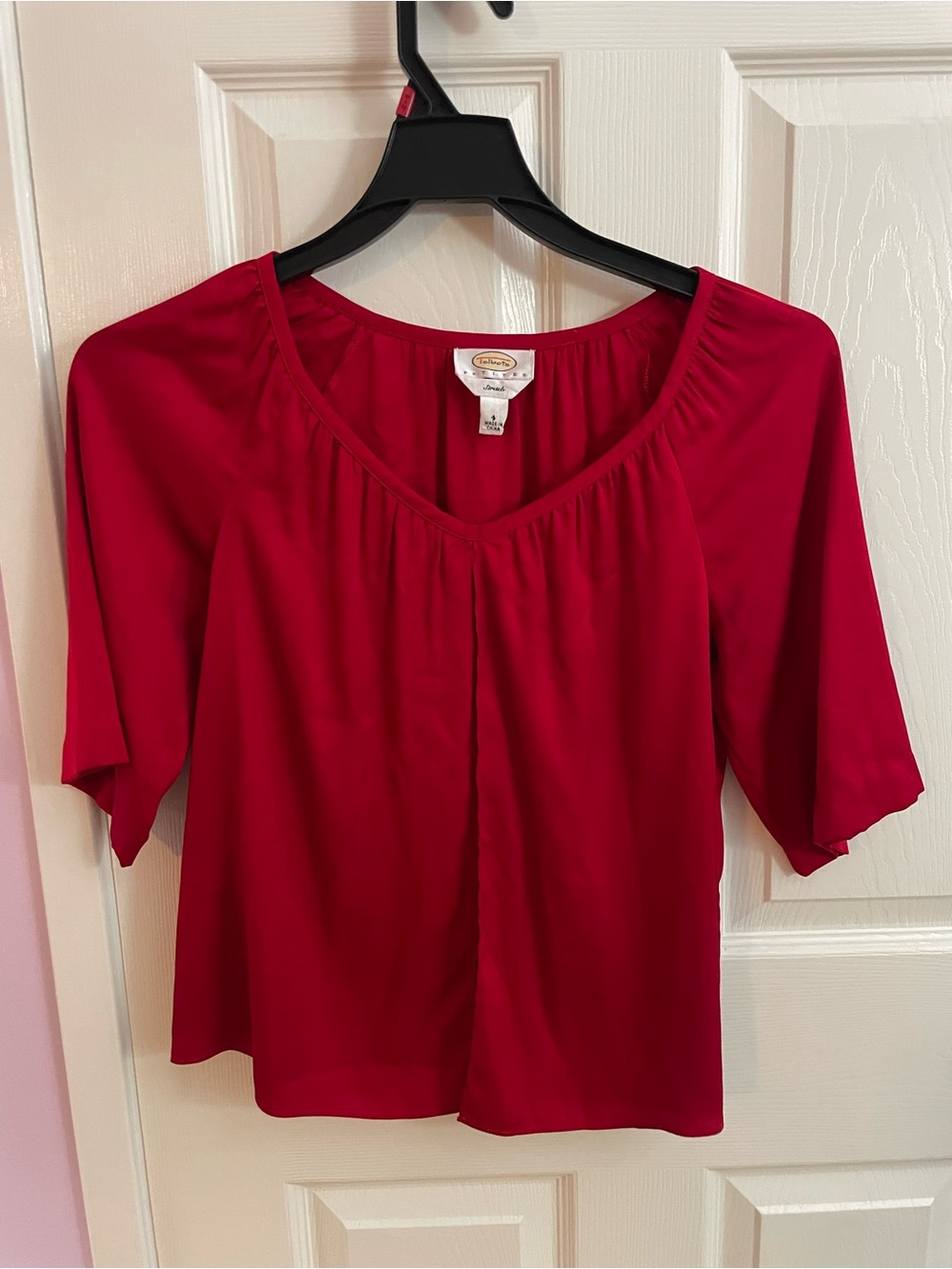 Talbots Silk Red Scoop Neck Blouse